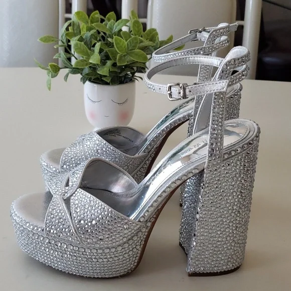 Gianni Bini Kemara Open Toe Embellished Glitter Platform Dress Sandals - Picture 2 of 5